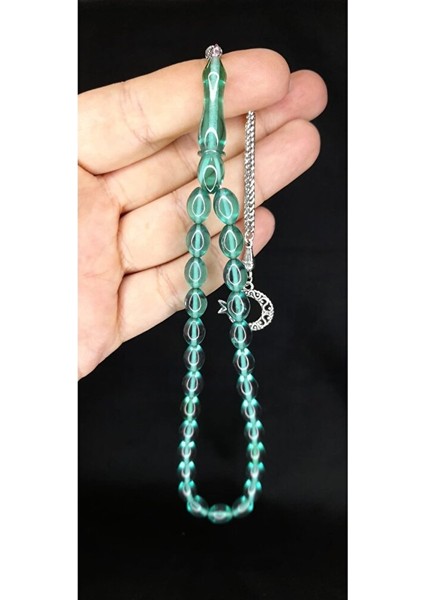 Ateş Kehribar Tesbih Beyzi Kesim Turkuaz Renkli T-351 fırsatları