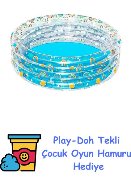 150 x 53 cm Üç Bölmeli Desenli Kutulu Havuz 51045 + Play-Doh Oyun Hamuru