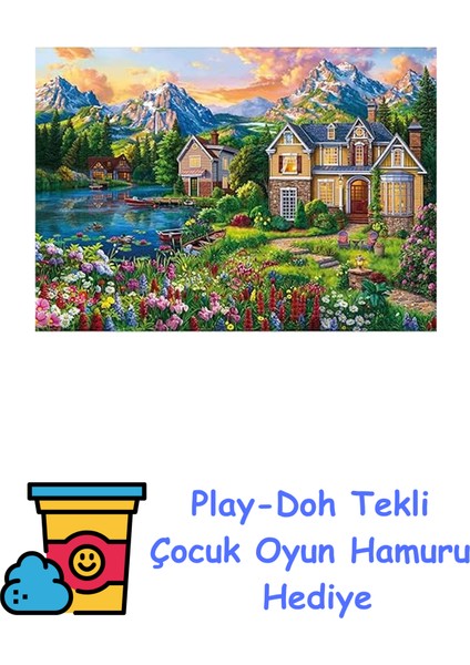 22522 Cozy House By The Lake 2000 Parça Puzzle -Ks Puzzle + Play-Doh Oyun Hamuru