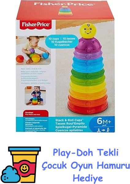 Numaralı Kaplar Fisher-Price Numaralı Kaplar, Iç Içe Geçebilir 10 Renkli Kap, 5 Adet Topa Dönüşür W4472 W4472 + Play-Doh Oyun Hamuru