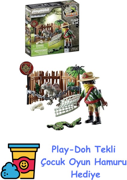 Playmobıl Dino Rise 71265 Kafeste Bebek Spinosaurus Dinozor, 5 Yaşından Büyük Çocuklar Için Oyuncak + Play-Doh Oyun Hamuru