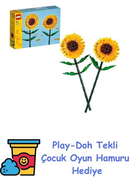 Botanicals Ayçiçeği 40524 - Dekoratif, Koleksiyonluk ve Sergilenebilir Çiçek Modeli Yapım Seti (191 Parça) + Play-Doh Oyun Hamuru