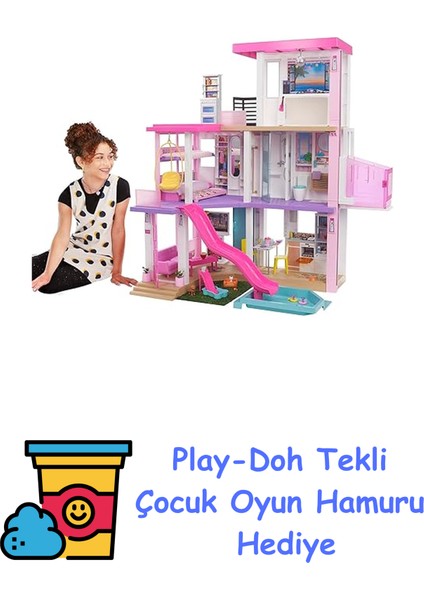 'nin Rüya Evi™ Oyun Seti Barbie'nin Rüya Evi (115 Cm), 75'ten Fazla Aksesuarı Bulunan, 3 Katlı, 3-7 Yaş Arası Kızlar Için GRG93 GRG93 + Play-Doh Oyun Hamuru