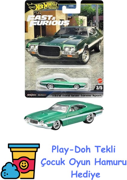 Fast-Furious Premium Araba 72 Ford Gran Torıno Sport HNW46-HYP72 + Play-Doh Oyun Hamuru