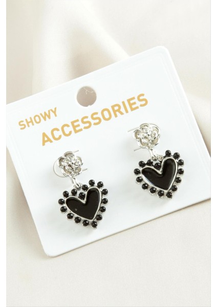 Techmrt Kalp Trend Metal Küpe-Gümüş Rengi