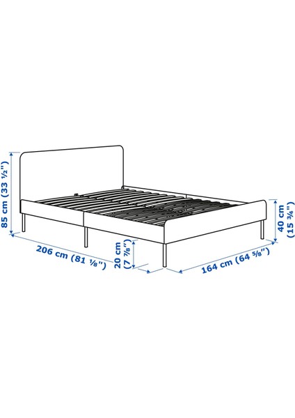 Slattum Çift Kişilik Karyola Vissle Koyu Gri 160 x 200 cm fiyatları