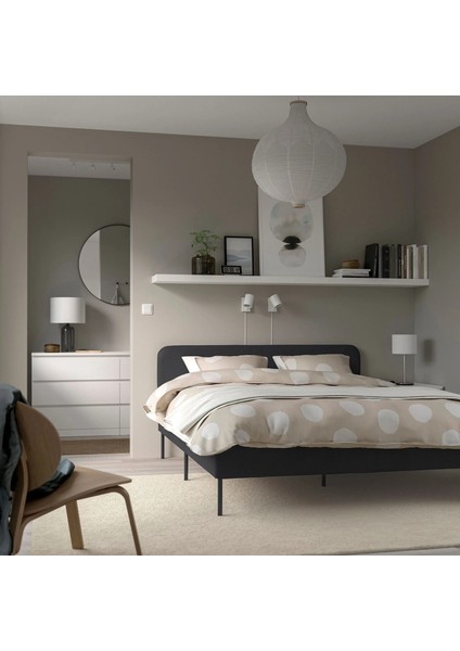 Slattum Çift Kişilik Karyola Vissle Koyu Gri 160 x 200 cm modelleri