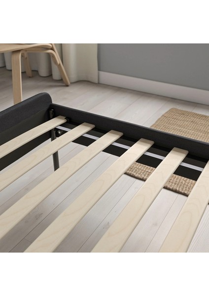 Slattum Çift Kişilik Karyola Vissle Koyu Gri 160 x 200 cm