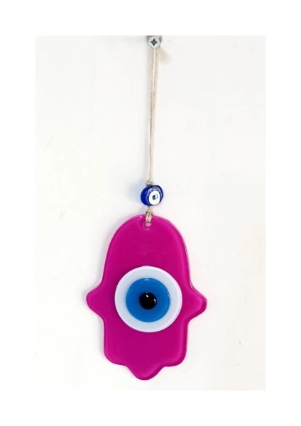 Nazar Boncuklu Fuşya Renk Fatma Ana Bereket Eli Cam Duvar Süsü fiyatları