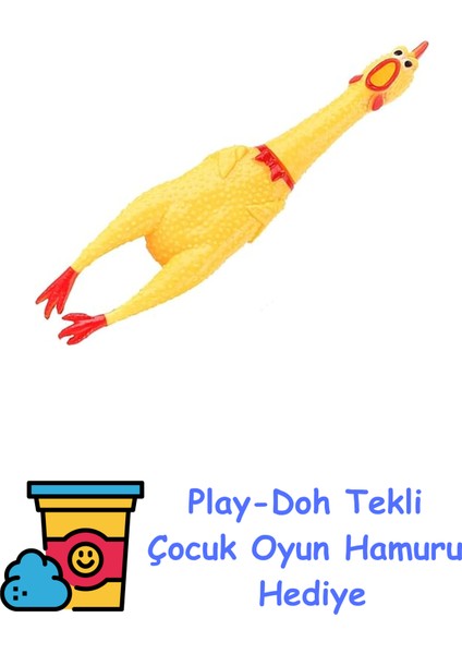 Çığlık Tavuk Oyuncak Sarı Kauçuk Squaking Tavuk Oyuncak Yenilik ve Dayanıklı Kauçuk Tavuk Stres Giderici Yetişkinler Çocuklar Için Komik Güvenlik Oyuncak Ev + Play-Doh Oyun Hamuru