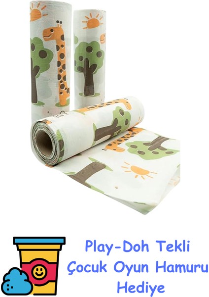 Tek Kullanımlık Pratik Masa Aktivite Kullan At Piknik Kamp Örtüsü 100X120 Zürafa Desen 3'lü Rulo Sıvı Geçirmez, Çocuk Parti Örtüsü + Play-Doh Oyun Hamuru