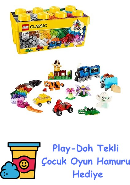 Classic Orta Boy Yaratıcı Parçalar Yapım Kutusu 10696-4 Yaş ve Üzeri Çocuklar Için Yaratıcı Oyuncak Yapım Seti (484 Parça) + Play-Doh Oyun Hamuru