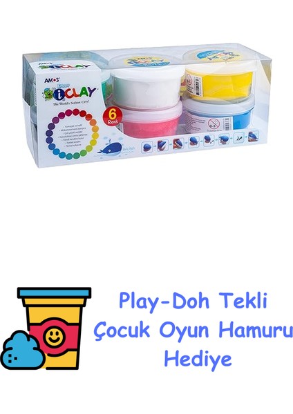 IC30P6 Proje Hamuru-I Clay 30GR 6 Li Pet, 6 Renk Karışık, 30 Gram + Play-Doh Oyun Hamuru