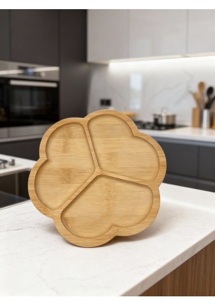 3 Bölmeli Bambu Sunum Tabağı – Doğal Yuvarlak Servislik 20 cm | Kahvaltı, Meze, Kuruyemiş ve Atıştırmalık Sunumluk fiyatları