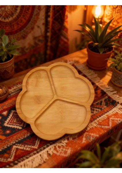 3 Bölmeli Bambu Sunum Tabağı – Doğal Yuvarlak Servislik 20 cm | Kahvaltı, Meze, Kuruyemiş ve Atıştırmalık Sunumluk fırsatları