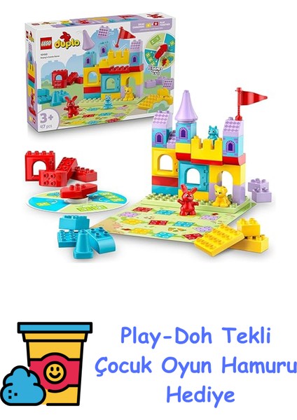 Duplo Hopsy’nin Kale Oyunu 10450 – 3 Yaş ve Üzeri Hayvansever Çocuklar Için 3 Figürlü Hayal Gücü Geliştiren Eğitici Oyuncak Yapım Seti, Doğum Günü Hediyesi (47 Pa + Play-Doh Oyun Hamuru