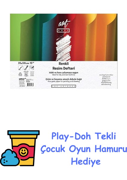 Clara Renkli Resim Defteri 160 gr / 180 Gr, 35 x 50, 12/3 Yaprak + Play-Doh Oyun Hamuru