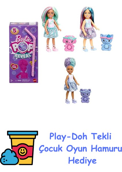 Chelsea Pop Reveal Bebek Seti, Atıştırmalık Serisi, Kokulu Küçük Bebek, Karnına Bastırılabilen Evcil Hayvan Oyuncağı ve Renk Değişimi Eğlencesi Dahil 5 Farklı S + Play-Doh Oyun Hamuru