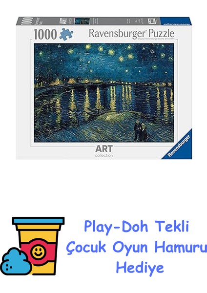 1000P Puzzle Van Gogh Yıldızlı Gece + Play-Doh Oyun Hamuru