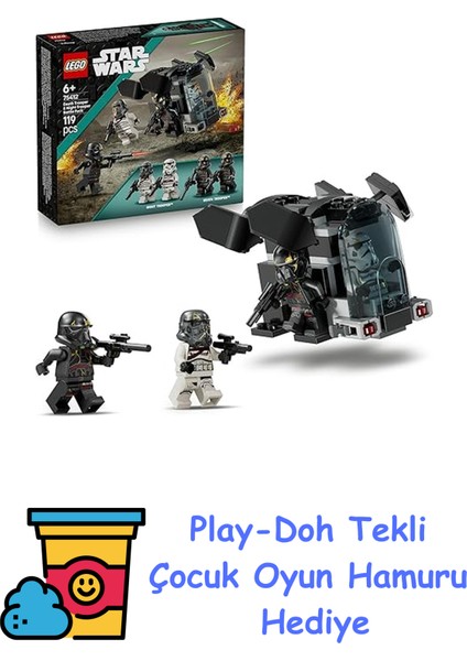 Star Wars Death Trooper ve Night Trooper Savaş Paketi 75412-6 Yaş ve Üzeri Kız ve Erkek Çocuklar Için 4 Minifigür Içeren Yaratıcı Oyuncak Yapım Seti, Doğum Günü H + Play-Doh Oyun Hamuru