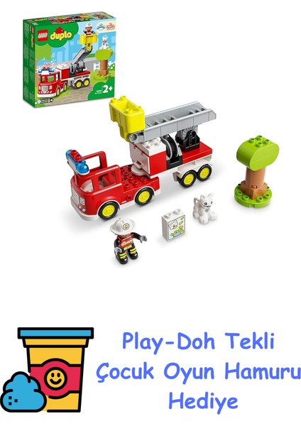 ® Duplo® Kurtarma Itfaiye Kamyonu 10969-2 Yaş ve Üzeri Çocuklar Için Işıklı ve Sirenli Itfaiye Kamyonu Içeren Oyuncak Yapım Seti (21 Parça) + Play-Doh Oyun Hamuru