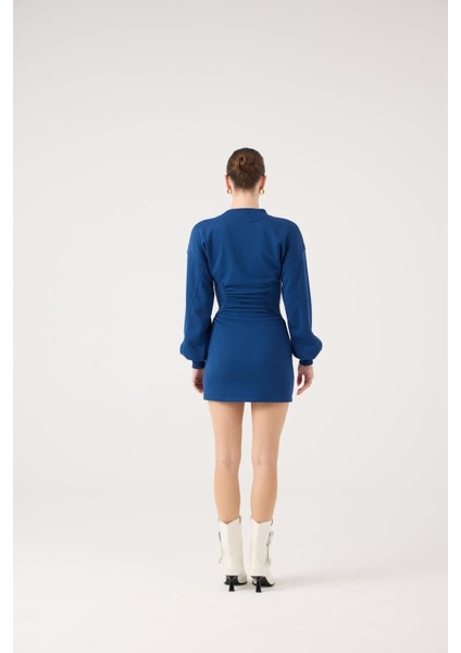 Belden Oturmalı Mini Nancy Elbise Mavi indirimleri