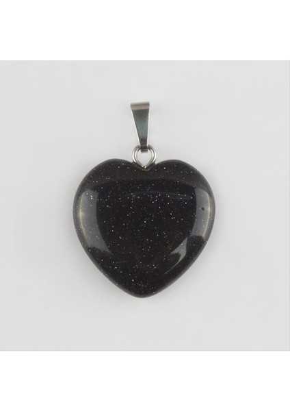 Techmrt Lacivert Yıldız Kalpli Doğaltaş Kolye Ucu-Lacivert