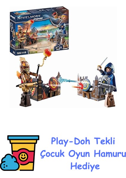 Playmobıl Novelmore 71212 Novelmore ve Burnham Raiders - Düello, 4 Yaşından Büyük Çocuklar Için Oyuncak + Play-Doh Oyun Hamuru