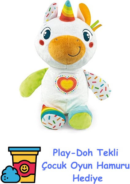 Baby Clementoni Tek Boynuzlu At Peluş Oyuncak + Play-Doh Oyun Hamuru