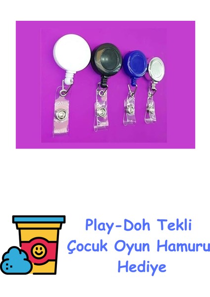 Benim Marifetlerim - Karışık Renkli Yoyo Yaka Kartı Tutucu 1 Adet + Play-Doh Oyun Hamuru