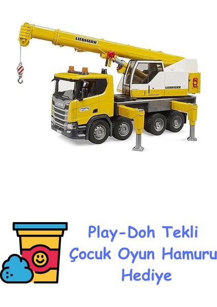 Scania 560R Liebherr Vinçli Kamyon BR03571, Çok Renkli + Play-Doh Oyun Hamuru