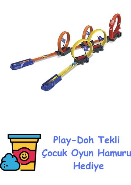 Çok Çemberli Yarış Seti™ Hot Wheels Çok Çemberli Yarış™ Oyun Seti ve 1 Araba, 4-10 Yaş Arası Çocuklar Için Hediye HDR83 + Play-Doh Oyun Hamuru