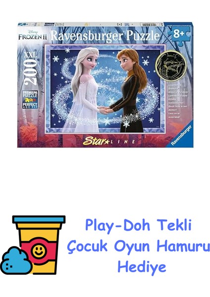 129522 200P Puzzle Wd Frozen 2, Çok Renkli + Play-Doh Oyun Hamuru