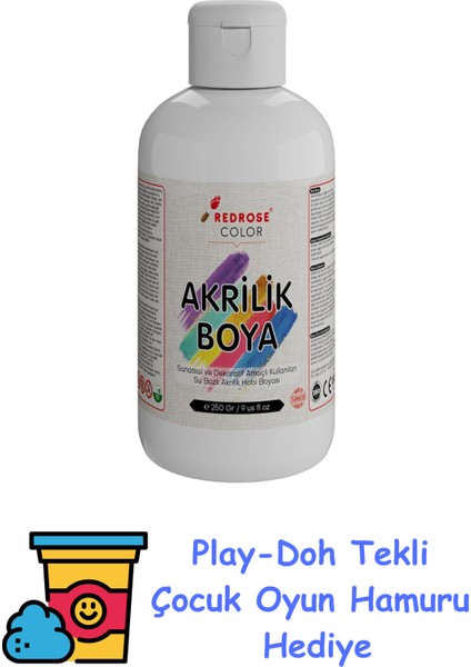 Beyaz Akrilik Boya 250 gr + Play-Doh Oyun Hamuru