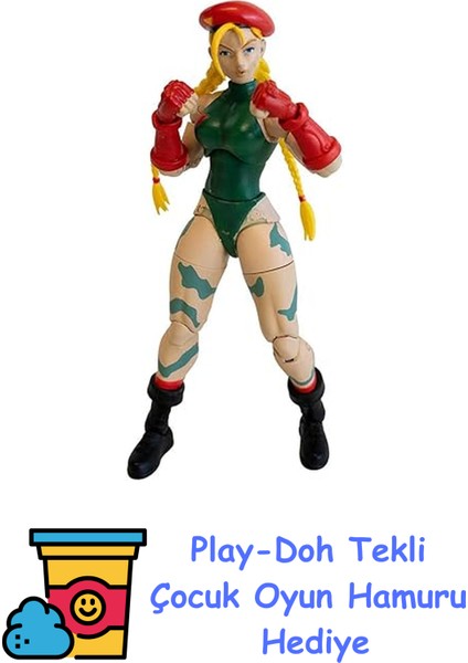 Toys - Street Fighter Iı Cammy Figürü, Hareketli Pop Kültürü Koleksiyon Figürü, 25'ten Fazla Hareketli Nokta, Alternatif Kafa, Eller, Aksesuarlar Dahil, 15 Cm, 13 + Play-Doh Oyun Hamuru