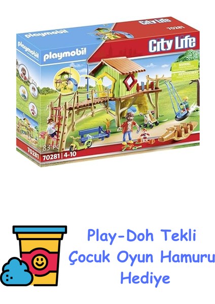 70281 Şehir Hayatı Ana Okulu Macera Oyun Alanı, Eğitici Oyuncak, Eğlenceli, Yaratıcı Rol Yapma, Oyun Seti, 4 Yaş ve Üzeri Çocuklar Için Uygundur + Play-Doh Oyun Hamuru