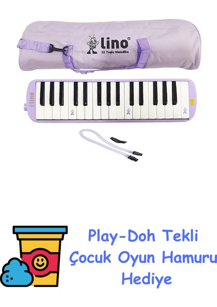 Melodika 32 Tuşlu Bez Çanta Pastel Mor + Play-Doh Oyun Hamuru