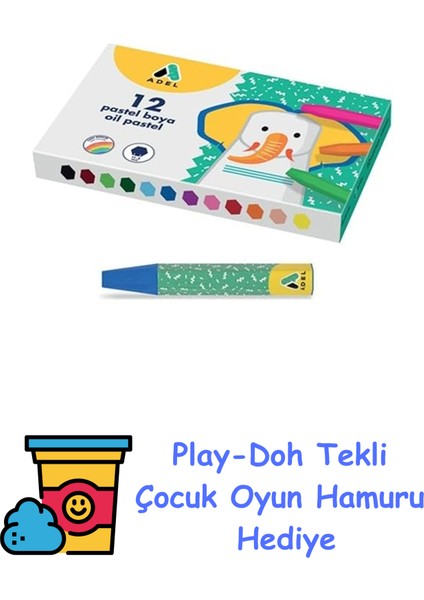 Pastel Boya, 12 Renk, 4280837002 + Play-Doh Oyun Hamuru