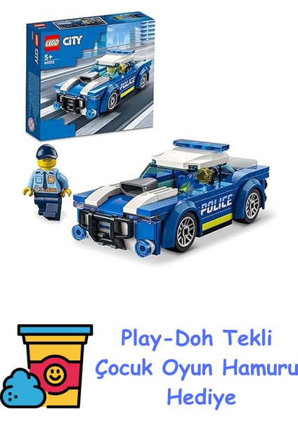 ® City Polis Arabası 60312-5 Yaş ve Üzeri Çocuklar Için Tasarlanmış Oyuncak Yapım Seti (94 Parça) + Play-Doh Oyun Hamuru