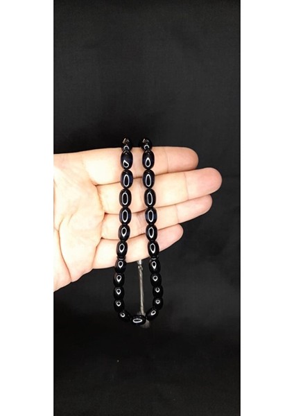 Sürmeli Uçak Camı Tesbih Siyah-Mavi Renkli Kapsül Kesim T-357 indirimleri