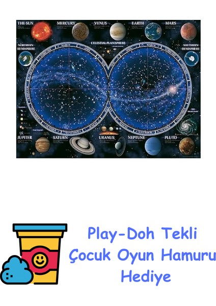 1500P Puzzle Gök Haritası, Yapboz + Play-Doh Oyun Hamuru
