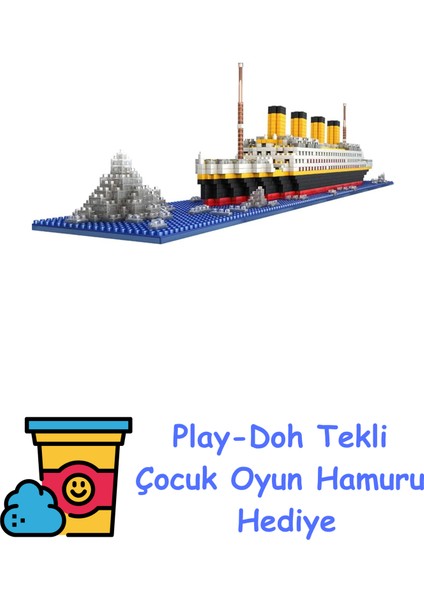 Lınd Technik Titanic Gemi Inşa Kiti, 1860 Klemensler Mikro Elmas Titanik Gemi Model Kiti, Teknoloji Yolcu Gemisi Yapı Seti, LEGO Technic ile Uyumlu + Play-Doh Oyun Hamuru