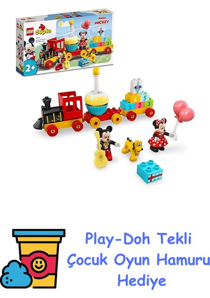 Duplo ǀ Disney Mickey ve Minnie Doğum Günü Treni 10941-2 Yaş ve Üzeri Çocuklar Için Rakamlı Doğum Günü Treni Içeren Eğitici Yapım Seti (22 Parça) + Play-Doh Oyun Hamuru