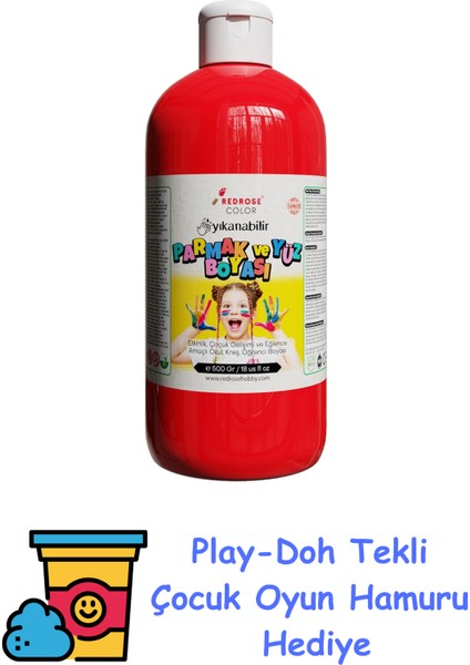 Kırmızı Parmak Boyası 500 gr + Play-Doh Oyun Hamuru