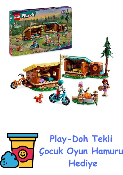 Friends Macera Kampı Şirin Kulübeler 42624-7 Yaş ve Üzeri Kız ve Erkek Çocuklar Için 3 Mini Bebek ve 1 Tilki Figürü Içeren Doğa Rol Yapma Seti, Çocuklar Için Doğu + Play-Doh Oyun Hamuru