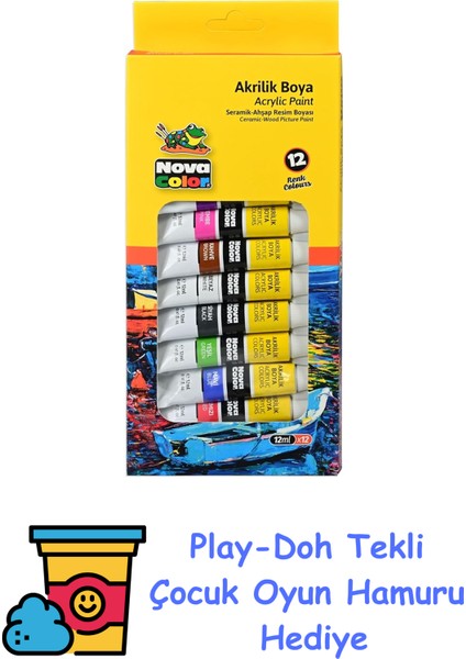 Akrilik Boya Tüp 12Lİ + Play-Doh Oyun Hamuru