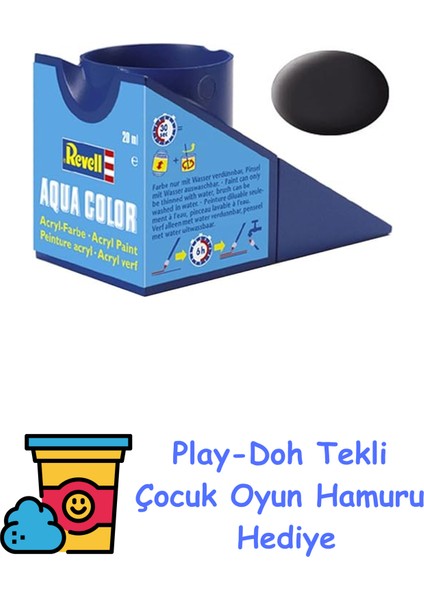 - Su Bazlı Maket Boyası Katran Siyahı Mat 18 ml (36106) + Play-Doh Oyun Hamuru