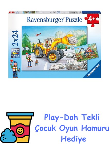 Puzzle 07802 – Iş Makinesi + Play-Doh Oyun Hamuru