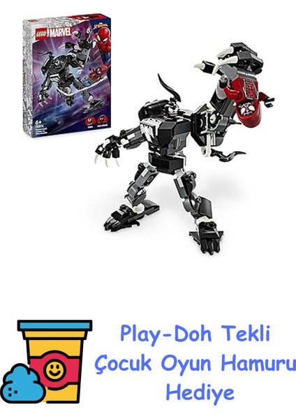 | Marvel Venom Robot Zırhı Miles Morales’e Karşı 76276-6 Yaş ve Üzeri Süper Kahraman Seven Çocuklar Için Inşa Edilebilen Yaratıcı Oyuncak Yapım Seti (134 Parça) + Play-Doh Oyun Hamuru