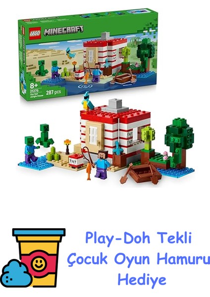 Minecraft Tnt Büyük Orman Evi 21275-8 Yaş ve Üzeri Minecraft Hayranı Çocuklar Için Video Oyunu Temalı, Koleksiyonluk Yaratıcı Oyuncak Yapım Seti, Doğum Günü Hediy + Play-Doh Oyun Hamuru